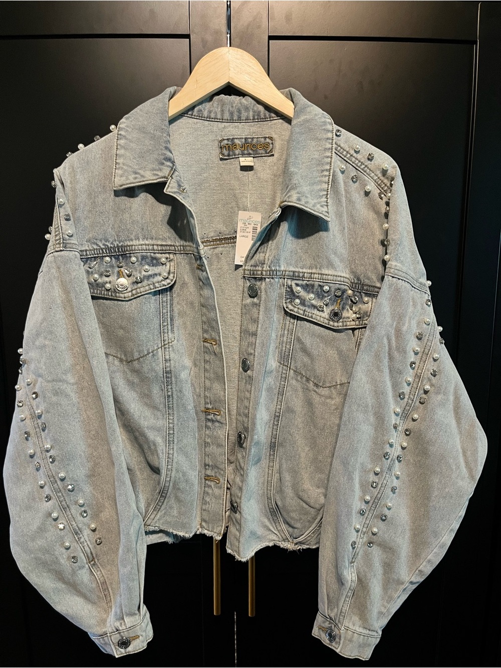 Maurices Light Wash Studded Denim Jacket